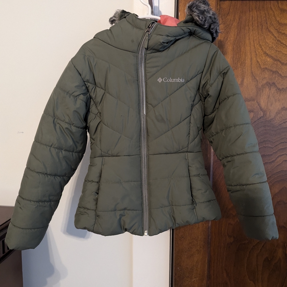 Columbia coat lost - green and black pink girls size XS extra small